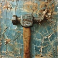 Close-up of a hammer striking cracked tile Royalty Free Stock Photo