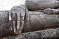 Close up, Hand of the Ancient Buddha statue Royalty Free Stock Photo