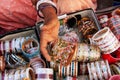 Close up of hand with bangels, Sadar Market, Jodhpur, India Royalty Free Stock Photo