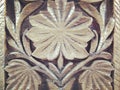 Pattern of Leaf carved on wood. Royalty Free Stock Photo