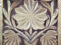 Pattern of Leaf carved on wood.