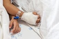 Close up of hand children sick sleeping on the bed Royalty Free Stock Photo