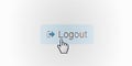 Close Up Hand Cursor and Internet Site Logout Button Royalty Free Stock Photo