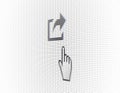 Close Up Hand Cursor and Logout Icon