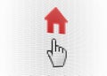 Close-Up Hand Cursor and Web Site Home Page Pictogram