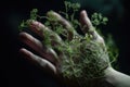 Lifelines of Nature. Hand with Intricate Plant Veins. Generative AI Royalty Free Stock Photo