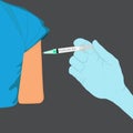 Close up Hand of Doctor makes an injection to arm of people, covit 19 vaccination Healthcare treatment medical concept