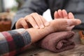 A close-up of the hand of a doctor of traditional Chinese Medicine