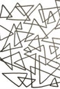 Close up of hand drawn doodle pen triangle square black lines and waves on white background Royalty Free Stock Photo
