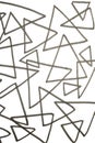 Close up of hand drawn doodle pen triangle square black lines and waves on white background Royalty Free Stock Photo
