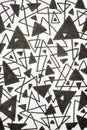 Close up of hand drawn doodle pen triangle square black lines and waves on white background Royalty Free Stock Photo