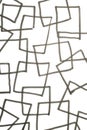 Close up of hand drawn doodle pen triangle square black lines and waves on white background Royalty Free Stock Photo
