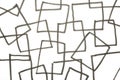 Close up of hand drawn doodle pen triangle square black lines and waves on white background Royalty Free Stock Photo