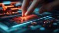 Close-Up of Hand Entering Digital PIN on High-Tech Screen