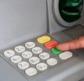 Close-up of hand entering PIN/pass code on ATM/bank machine keypad Royalty Free Stock Photo