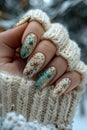 Close-up of hand with glittery nail art