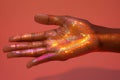 Close-up of hand with glowing skin after applying a radiance-boosting lotion. Royalty Free Stock Photo