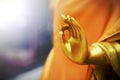 Close up hand of Golden buddha statue Royalty Free Stock Photo