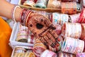 Close up of hand with henna painting, Sadar Market, Jodhpur, Ind Royalty Free Stock Photo