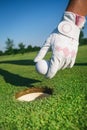 Close-up hand hold golf ball