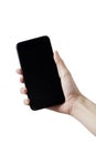 Close up hand hold mock up phone