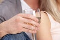 Close Up Of Hand Holding Glass Of White Wine Royalty Free Stock Photo