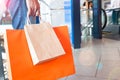 Close up hand holding shopping bag,Trendy lifestyle concept Royalty Free Stock Photo