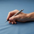 Hand is positioned as if ready to write on a flat surface. The background Royalty Free Stock Photo
