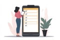 A close-up of a hand holding a smartphone with a checklist on the screen, symbolizing task management and organization Royalty Free Stock Photo