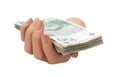 Hand Holding Stack of Polish Banknotes Royalty Free Stock Photo