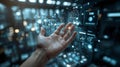 Close-Up of Hand Interacting with Futuristic Digital Interface Ã¢â¬\' Technology Innovation and Data Visualization Concept 1 Royalty Free Stock Photo