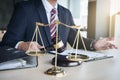 Close up of hand, Judge hitting gavel and scales of justice, Rep