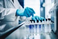 Close up of the hand of a laboratory worker