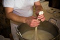 Close Up of the Hand Made Preparation of Italian Traditional Cheese called Mozzarella Royalty Free Stock Photo