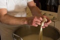 Close Up of the Hand Made Preparation of Italian Traditional Cheese called Mozzarella Royalty Free Stock Photo