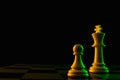 Close-up hand makes a pawn move, chess, chessboard, game, confrontation Royalty Free Stock Photo