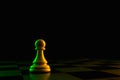 Close-up hand makes a pawn move, chess, chessboard, game, confrontation Royalty Free Stock Photo