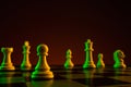 Close-up hand makes a pawn move, chess, chessboard, game, confrontation Royalty Free Stock Photo