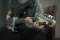 Close-up of the hand of a musician while playing Royalty Free Stock Photo