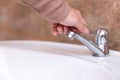 Close up hand open or close water tab Royalty Free Stock Photo