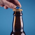 Close-up of a hand opening a bottle cap Royalty Free Stock Photo