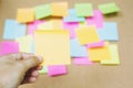 Close up hand people business man post it notes Royalty Free Stock Photo