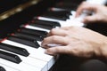 Close up of hand people man musician playing piano