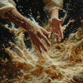 Close-up of a hand pouring sand through fingers symbolizing time Royalty Free Stock Photo