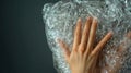 Close-Up of Hand Pressing on Clear Bubble Wrap Texture Surface Royalty Free Stock Photo