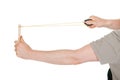 Close-up of hand pulling sling shot Royalty Free Stock Photo