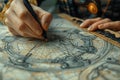 Close-up of a hand sketching a fashion design representing creativity