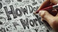 Hand drawing of how does it work lettering on paper Royalty Free Stock Photo