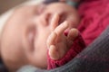 Close Up Of Hand Of Sleeping Newborn Baby Royalty Free Stock Photo