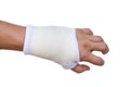 Close-up hand splint for broken bone treatment isolated